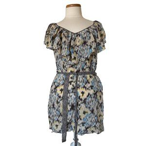 Rebecca Taylor Silk Watercolor Floral Ruffle Mini Dress 4